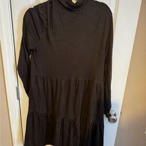 Black Long Sleeve Mini Dress